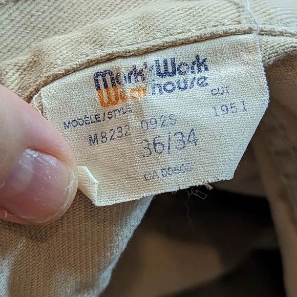 Vintage Denver Hayes Mens Cream Work Jean Pants 36/34 Straight Leg - Picture 3 of 11
